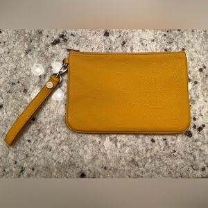 Thirty-One Rubie Mini pouch/clutch AND Wristlet Strap/Fields of Gold Pebble